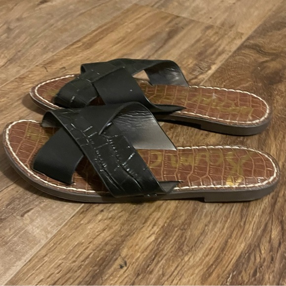 SAM EDELMAN Gillian Crocodile-Embossed Leather Slide Sandals Sz 6 - Picture 9 of 9